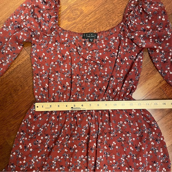 Trixxi Rust Floral Long Sleeve Dress - Picture 7 of 9